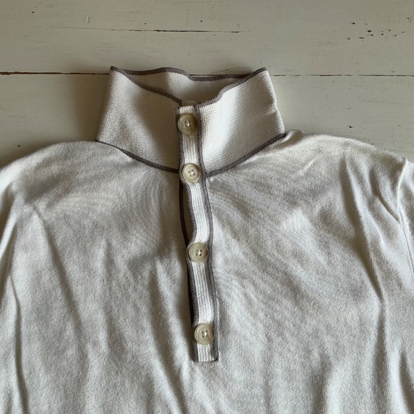 Banana Republic 1/4 button front ivory cotton sweater Large - Picture 2 of 11